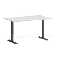 Biurka - Stół z regulacją wysokości, 1 silnik, 745 - 1235 mm, blat 1400 x 800 mm, podstawa czarna, biały - miniaturka - grafika 1