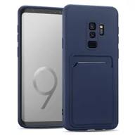 Etui i futerały do telefonów - Etui na telefon komórkowy Samsung Galaxy S9 silikonowe etui ochronne z kieszenią na kartę Slim Wallet Case, niebieskie - miniaturka - grafika 1