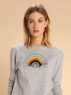 Bluzy damskie - WOOOP Bluza "Rainbow Classics" w kolorze szarym - miniaturka - grafika 1