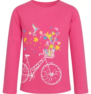 Bluzki dla dziewczynek - T-shirt z długim rękawem dla dziewczynki, z rowerem, różowy, 9-13 lat - grafika 1