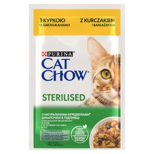 CAT CHOW Sterilised Karma dla kotów z kurczakiem i bakłażanem w sosie 26x85g - Mokra karma dla kotów - miniaturka - grafika 1