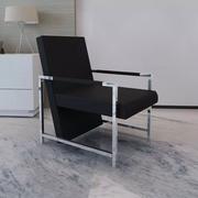 Fotele - vidaXL Czarny fotel z chromowanymi elementami - miniaturka - grafika 1