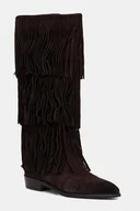 Kozaki damskie - Steve Madden kozaki zamszowe Spur damskie kolor brązowy na płaskim obcasie 11003916 - miniaturka - grafika 1