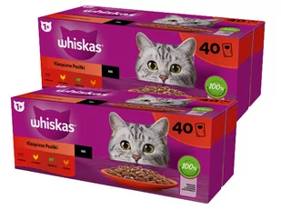 WHISKAS Adult saszetki 80 x 85 g Klasyczne Posiłki - mokra karma dla dorosłego kota, w sosie (kawałki z: wołowiną, kurczakiem, jagnięciną, drobiem) - Mokra karma dla kotów - miniaturka - grafika 1