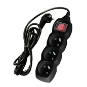 Listwy zasilające - DPM Przedłużacz z wyłącznikiem PP16 3 gniazda/3 m Czarny - miniaturka - grafika 1