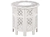 Ławy i stoliki kawowe - Stolik pomocniczy drewno mango złamana biel BADHI - miniaturka - grafika 1