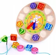 Sortery dla dzieci - 302 Sorter Drewniany Zegar Koraliki Do Nawlekania - miniaturka - grafika 1