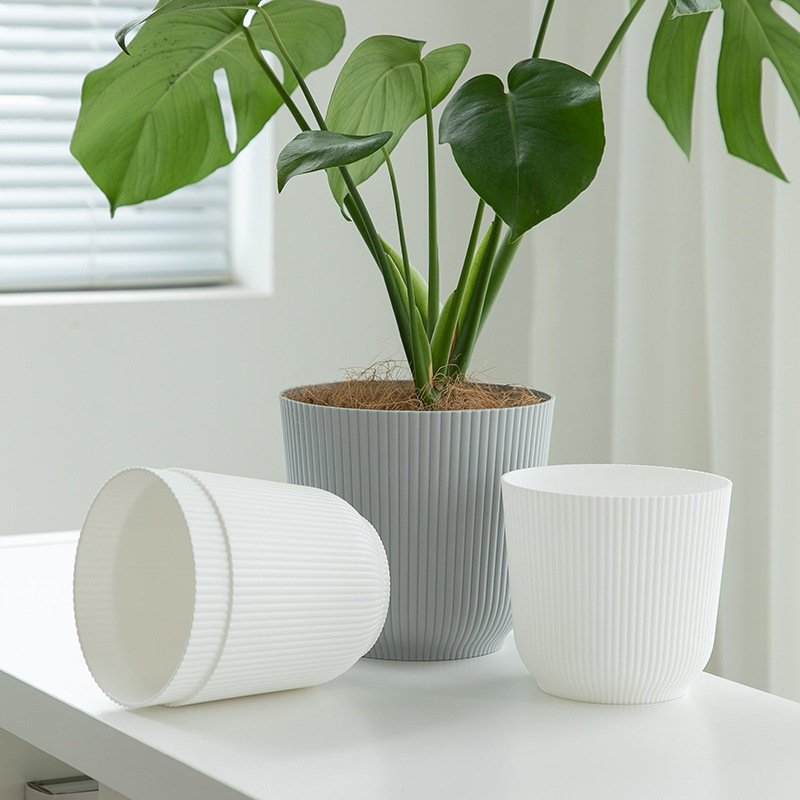 Doniczka z plastiku pochodzącego w 100% z recyklingu - Doniczka doniczkowa - Ø 18,4 x wys. 16,8 cm - szara