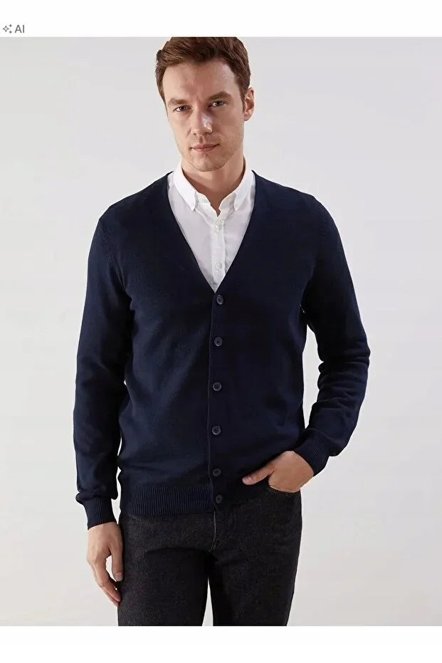 LC WAIKIKI GŁADKI SWETER ROZPINANY Z DEKOLTEM W SEREK ELEGANCKI XL 5IA