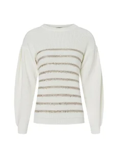 More & More Sweter damski z dzianiny Kobiety Sztuczne włókno beżowy w paski, 34 - Swetry damskie - miniaturka - grafika 1