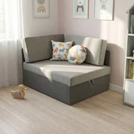 Narożniki - Sofa rozkładana narożna dla dzieci z funkcją spania Kubuś grafit/szary - miniaturka - grafika 1