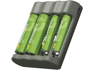 Ładowarka akumulatorów NiMH GP B441 + 2 akumulatory AA 1300 mAh AAA 650 Szary - Ładowarki i akumulatory - miniaturka - grafika 1