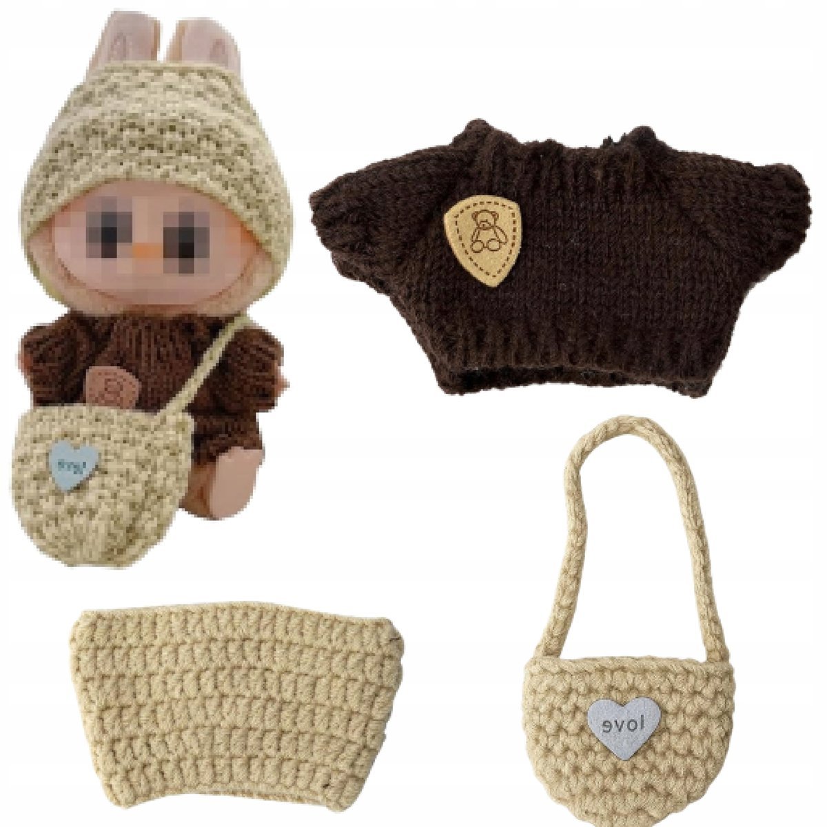 UBRANKA DLA LALKI 17cm 1 i 2 GENERACJA AKCESORIA SWETER PREZENT ZESTAW 17cm