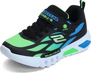 Skechers Chłopięce Flex-glow Dezlom Sneaker, Black Synthetic Textile Blue Lime Trim, 35.5 eu - Moda i Uroda OUTLET - miniaturka - grafika 1