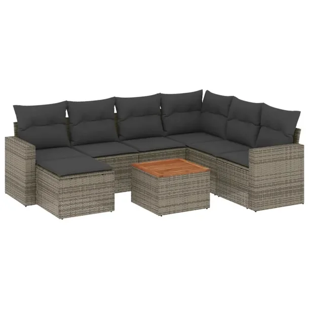 Zestaw mebli ogrodowych modułowych szary rattan PE, wymiary: 62x62x69 cm
