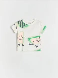 Reserved - Bawełniany t-shirt z nadrukiem - złamana biel - Bluzki dla niemowląt - miniaturka - grafika 1
