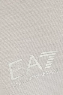 Spodnie damskie - EA7 Emporio Armani spodnie dresowe bawełniane damskie kolor szary z nadrukiem - grafika 1