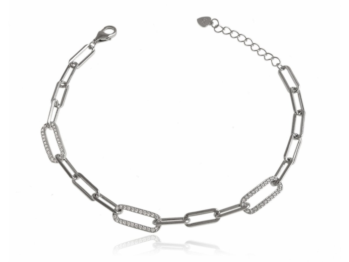 Bransoleta srebrna Ogniwa łańcucha Spinacze b1184