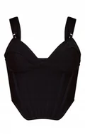 Koszulki i topy damskie - PRETTYLITTLETHING TOP NA RAMIĄCZKACH CZARNY 40 EKF - miniaturka - grafika 1
