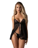 Bielizna nocna - Babydoll Blomentis + stringi GRATIS! Black (Rozmiar M/L) - miniaturka - grafika 1