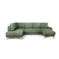 Narożniki - Jasnozielony sztruksowy rozkładany narożnik (lewostronny/w kształcie litery U) Tori – Bonami Selection - miniaturka - grafika 1