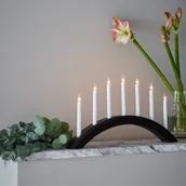 Świeczniki - Świecznik Avento z drewna 7-pkt., czarny - miniaturka - grafika 1