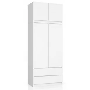 Akord Fabryka mebli SZAFA Z NADSTAWKĄ S 90cm 2 DRZWI 2 SZUFLADY BIAŁA 5901738165441 - Szafy - miniaturka - grafika 1