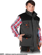 Odzież robocza - R.E.I.S. LH-FMNW-V - BEZRĘKAWNIK OCIEPLANY FORMEN - stalowo-czarno-pomarańczowy XL - miniaturka - grafika 1