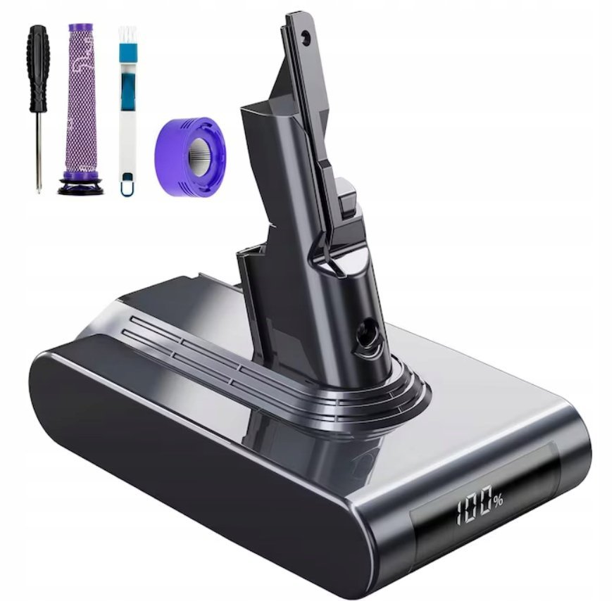 AKUMULATOR BATERIA ZAMIENNA DO DYSON V7 6000MAH LCD +2X FILTR + SZCZOTKA