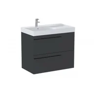 Szafki łazienkowe - ROCA A851912531 ELLA Zestaw łazienkowy UNIK 80 cm z umywalką asymetryczną lewą z 2 szufladami, onyks mat - miniaturka - grafika 1