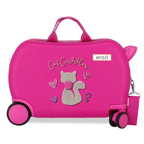 Enso Cat Cuddler Walizka Dziecięca Różowa 45x31x20 cm Twardy ABS 24,6L 1,8 kg 4 Koła Bagaż Ręczny, Różowy kolor, walizka dziecięca