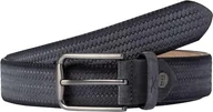 Paski - BRAX Męski pasek skórzany Haka w jodełkę z wytłoczonym paskiem, szary, 105 - miniaturka - grafika 1