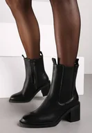 Botki damskie - Czarne Botki Sztyblety na Obcasie z Lekkim Ociepleniem Tariala - miniaturka - grafika 1