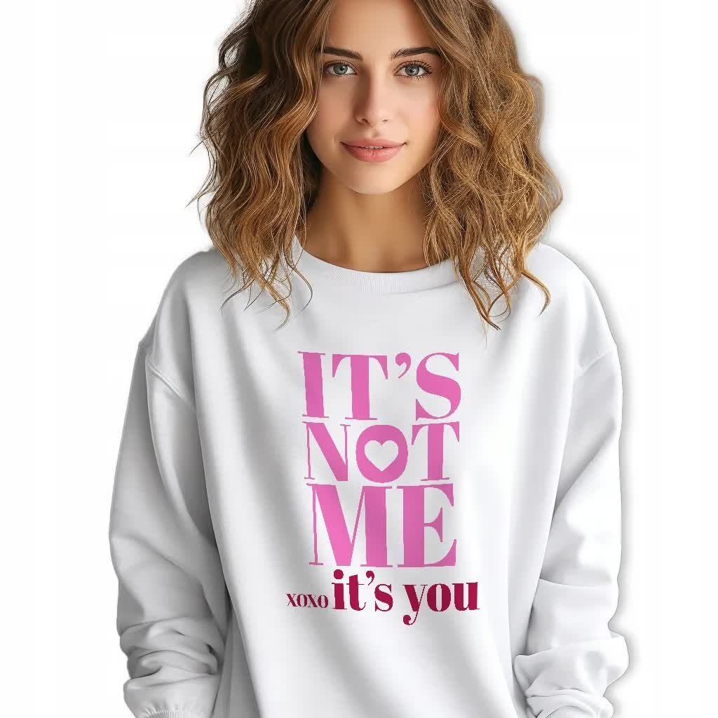 BIAŁA BLUZA Damska Dresowa IT'S NOT ME Lyrics Wzory Rozmiar M