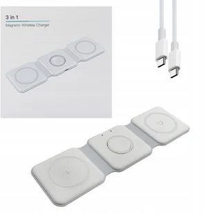 QIKtech Ładowarka Indukcyjna MagSafe 15W Biała 3w1 iPhone Apple Watch AirPods - Ładowarki do telefonów - miniaturka - grafika 1