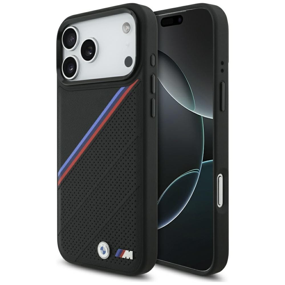 Etui BMW M Tricolor Metal Logo MagSafe do iPhone 17 Pro Max czarny