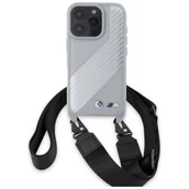 Etui i futerały do telefonów - BMW BMHCP16L23PSCCG iPhone 16 Pro 6.3"    szary/grey hardcase M Edition Carbon Stripe & Strap - miniaturka - grafika 1