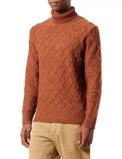 Swetry męskie - bugatti sweter męski z golfem, Rdza 680, XL - grafika 1
