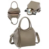 Torebki damskie - Stylowa Torebka Torba Damska Do Ręki Dopinany Pasek LUIGISANTO HS222-1Taupe - miniaturka - grafika 1