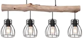 Lampy sufitowe - Globo Mina 15326-4N lampa wisząca zwis 4x40W E27 czarna/drewniana - miniaturka - grafika 1