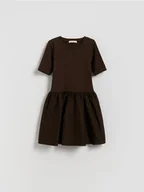 Sukienki i spódniczki dla dziewczynek - Reserved - Sukienka z łączonych materiałów - brązowy - miniaturka - grafika 1