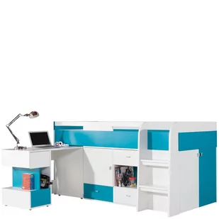 Łóżko Piętrowe z Biurkiem MO21 Mobi Meblar Biały Lux / Turkus - Łóżka dla dzieci i młodzieży - miniaturka - grafika 1