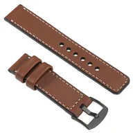 Akcesoria do pulsometrów i zegarków sportowych - moVear uStrap C1 Skórzany pasek do Garmin Fenix 6X / 5X / 3 - Pro, Plus, Solar (koperta 51mm) z adapterem QuickFit 26mm | Brązowy ze srebrnym przeszyc - miniaturka - grafika 1