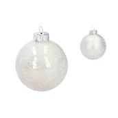 Bombki - Bombka szklana zdobiona biała 8 cm mix - miniaturka - grafika 1