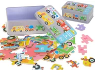 Układanki dla dzieci - Układanka puzzle w puszce pojazdy 30 puzzli KX6017 - miniaturka - grafika 1