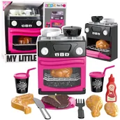 Zabawki AGD - Kuchenka Zabawkowa Z Piekarnikiem Jedzenie Światła Dźwięki Różowa - miniaturka - grafika 1