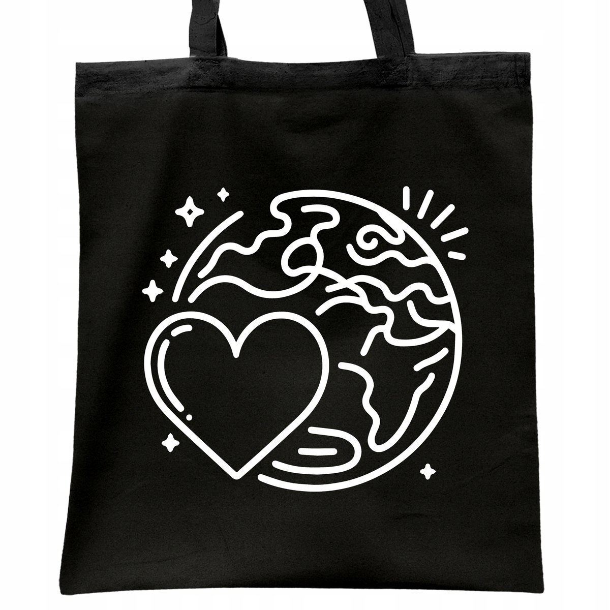 Torba bawełniana czarna na zakupy Eco Ekologia Przyroda Prezent