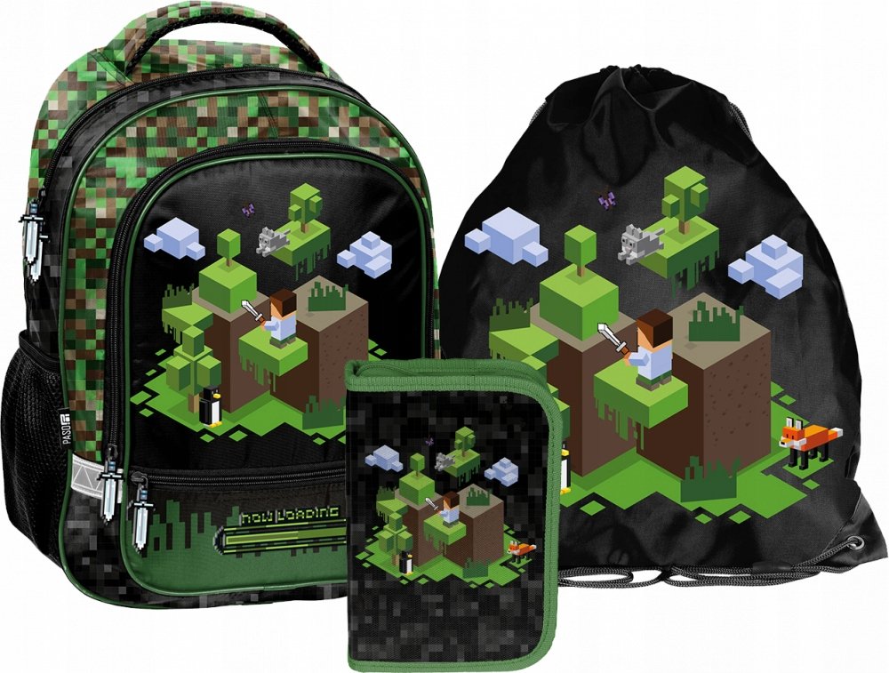 Plecak szkolny Paso Minecraft Game Start Plecak klasa 1-3 -zestaw 3 el