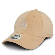 Czapki damskie - Czapka z daszkiem New Era Velour Diamante LA Dodgers 9FORTY 60580871 Beżowy - miniaturka - grafika 1
