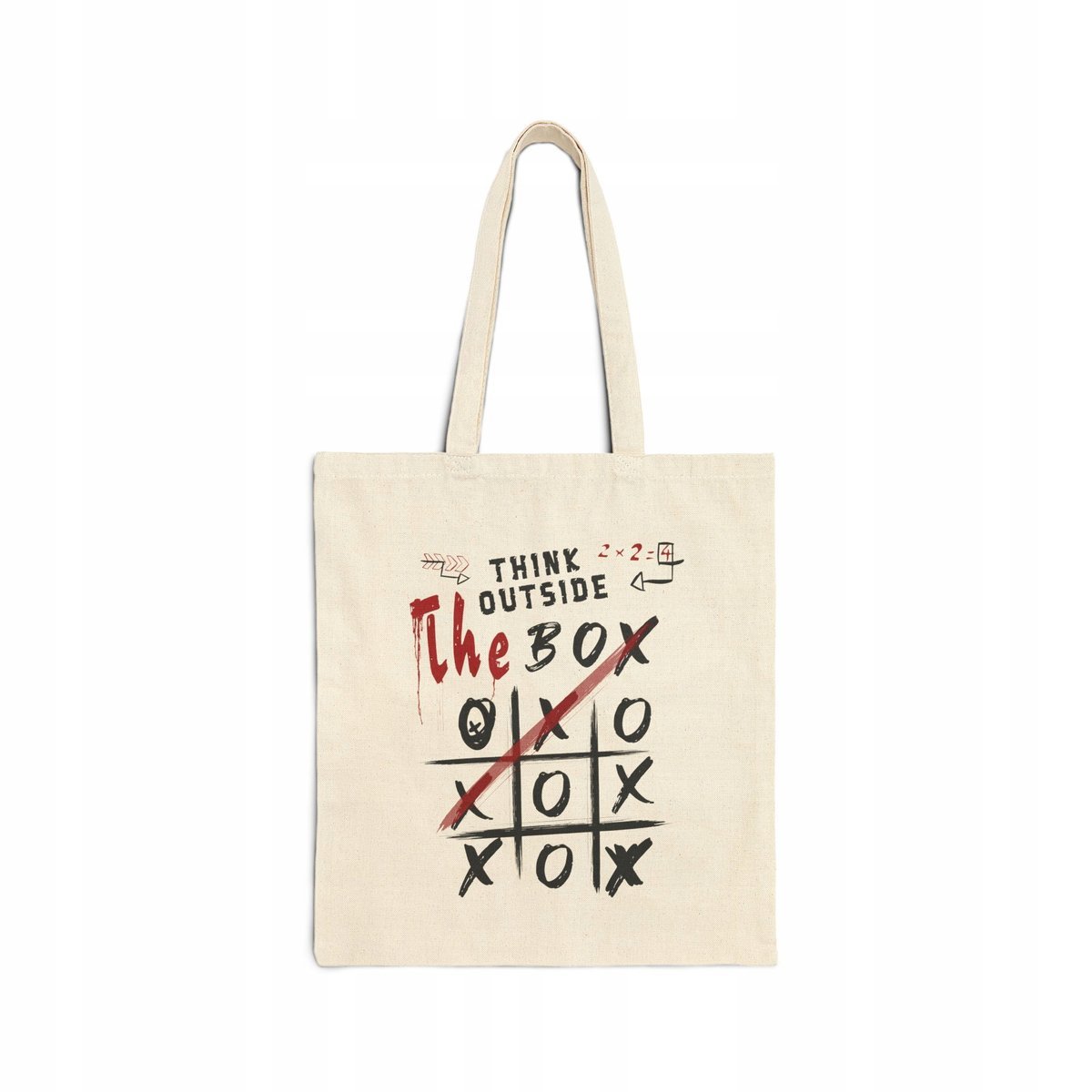 Torba Bawełniana THINK OUTSIDE THE BOX Zakupowa CZARNA/ECRU